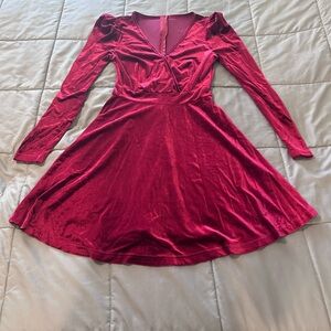 Amazon Red Velvet Long Sleeve Dress